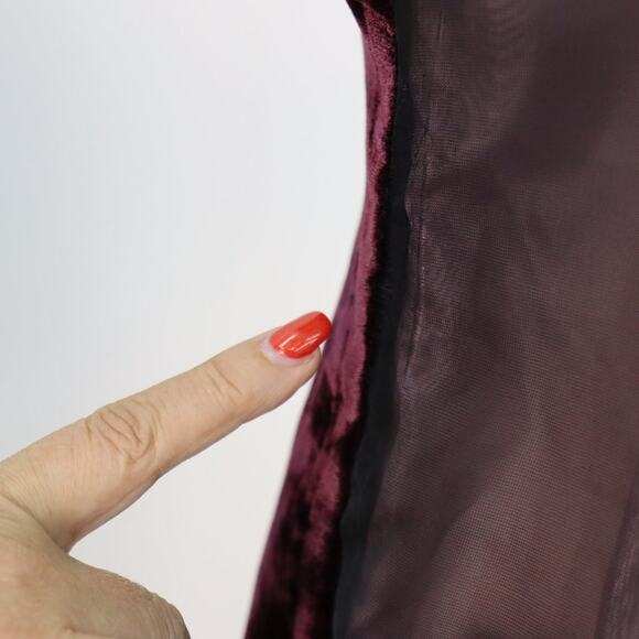 Robbie Bee Vintage Burgundy Floral Burnout Velvet Beaded Maxi Dress Size L - Picture 7 of 15